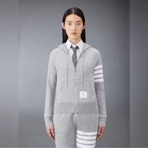 Thom Browne gray zip up hoodie sweatshirt M